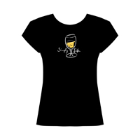 Simply Life &bull; White Wine  Women's Scoop Neck Cap Sleeve Tee on black